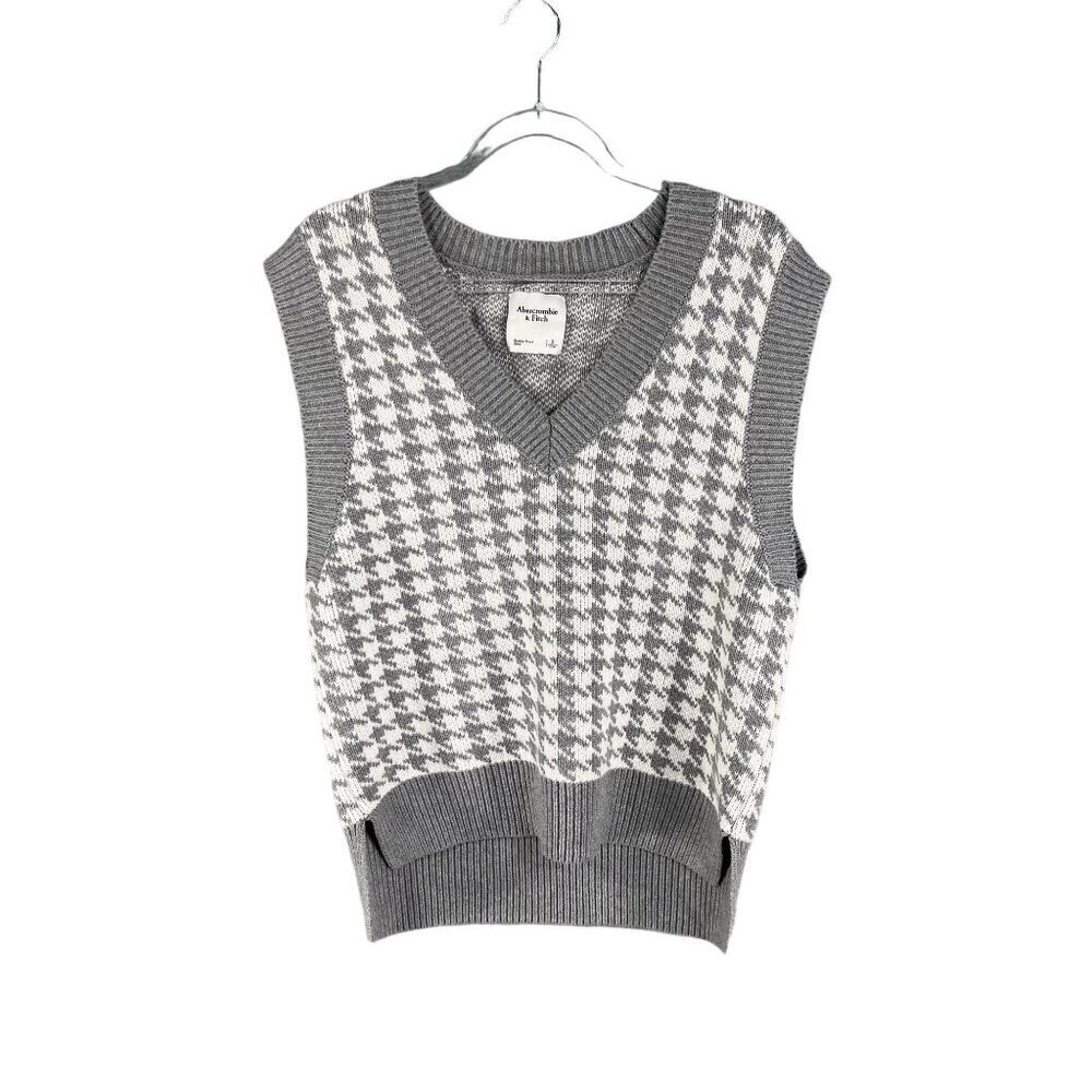 Abercrombie & Fitch Womens S Houndstooth Soft Knit Sweater Vest Cottagecore - Picture 2 of 13